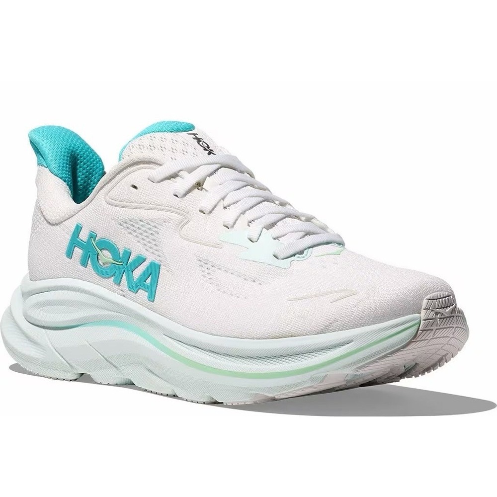 HOKA Women's Clifton 10 Running Shoes WTCL White Blue Size 6 D Wide New In Box